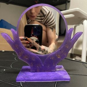 Cosmetic mirror with stand hand made